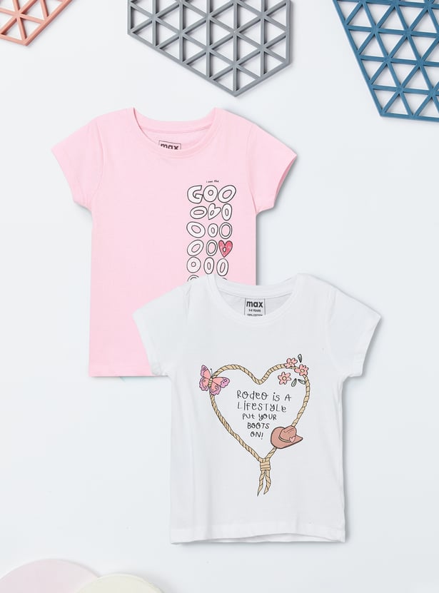 Girls Printed T-shirts - Pack of 2