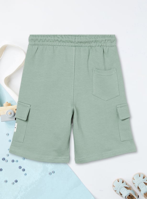 Boys Solid Cargo Shorts - Pack of 2