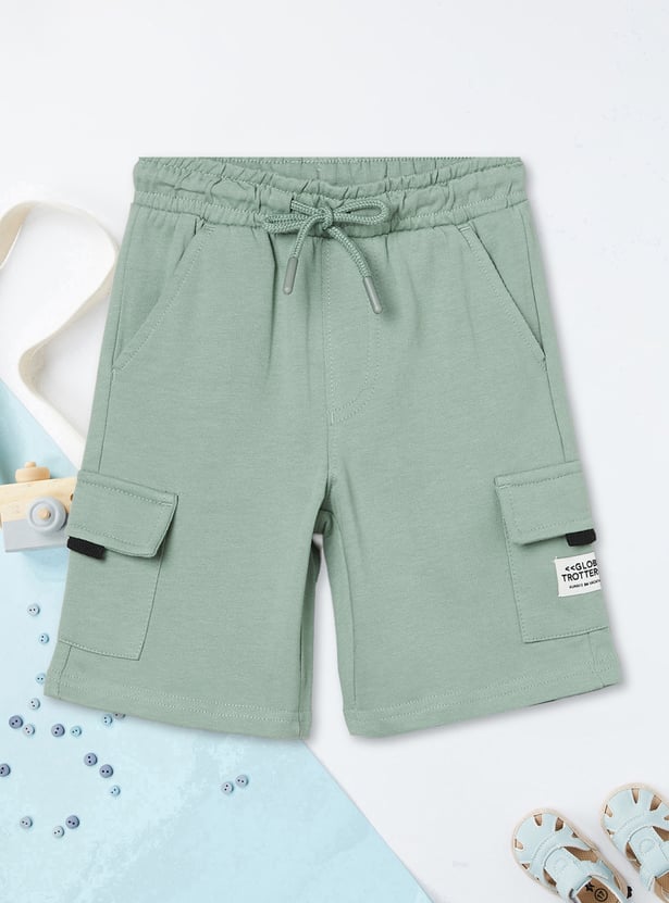 Boys Solid Cargo Shorts - Pack of 2