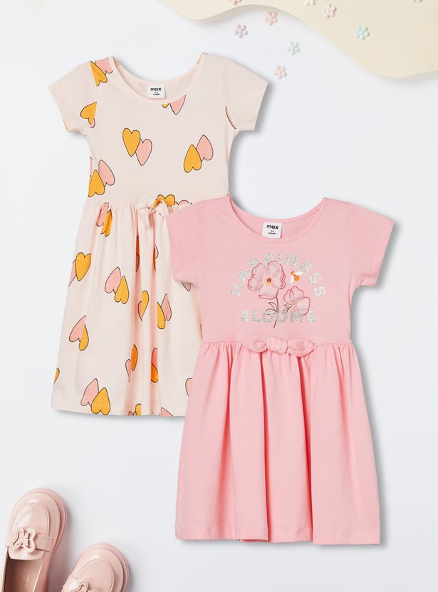Girls Printed Dresses - Pack of 2