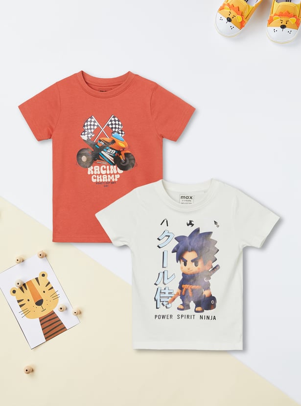 Boys Graphic Print T-shirt - Pack of 2