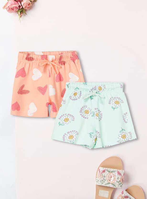 Girls Printed Shorts - Pack of 2