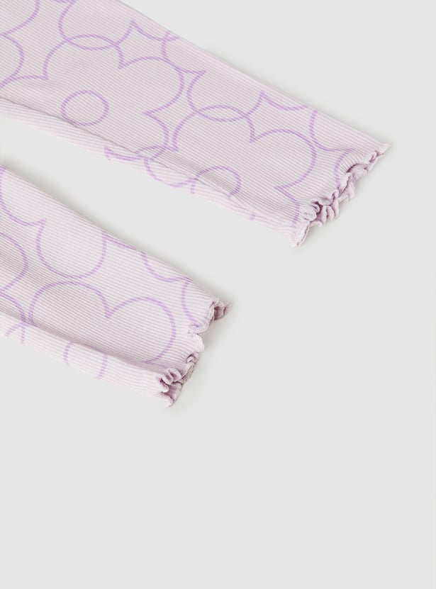 Girls Floral Print Leggings - Pack of 2