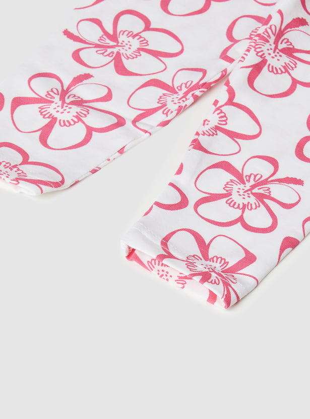 Girls Floral Print Leggings - Pack of 2