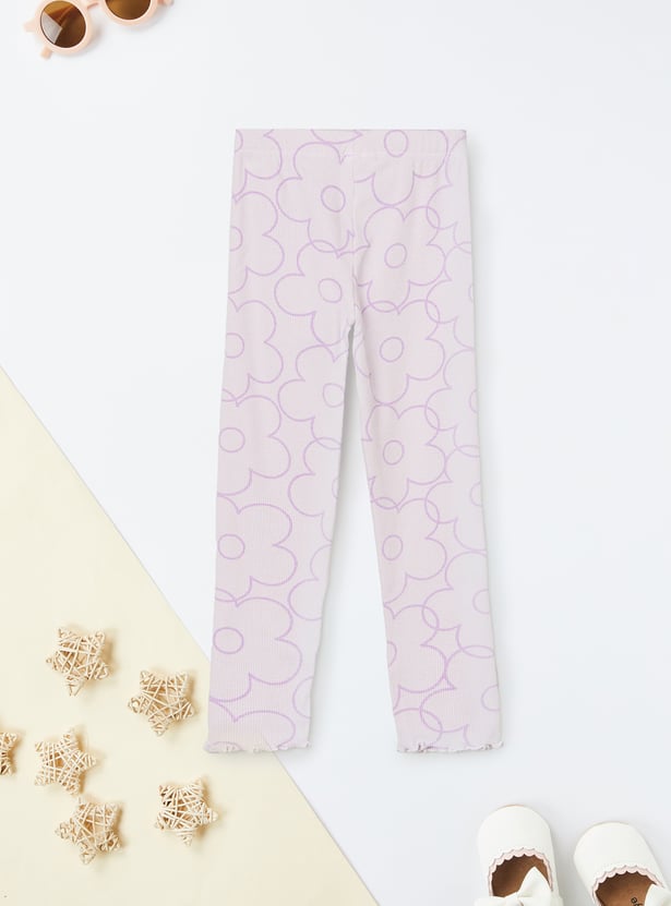 Girls Floral Print Leggings - Pack of 2
