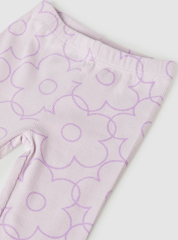 Girls Floral Print Leggings - Pack of 2