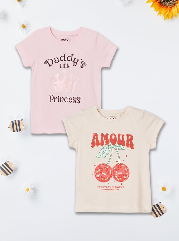 Girls Printed T-shirt - Pack of 2