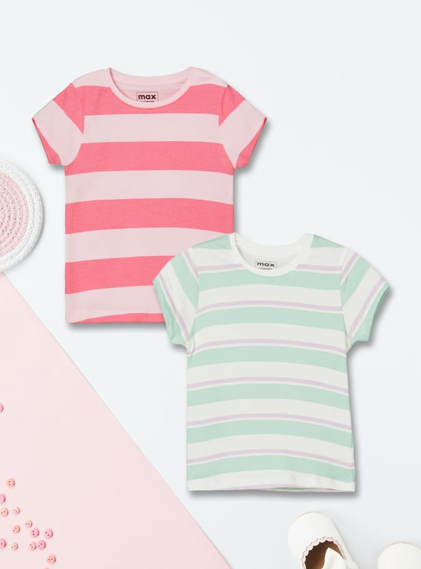 Girls Striped T-shirt - Pack of 2