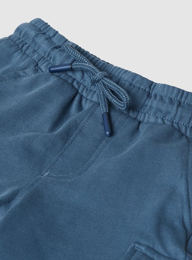 Boys Solid Cargo Shorts - Pack of 2