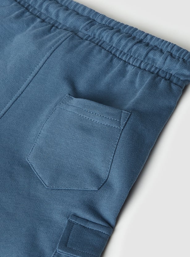 Boys Solid Cargo Shorts - Pack of 2