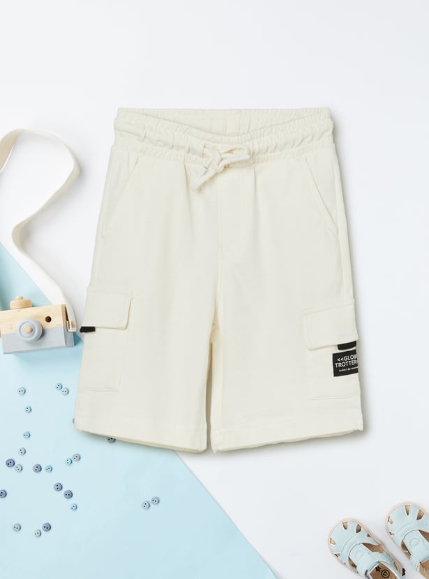 Boys Solid Cargo Shorts - Pack of 2