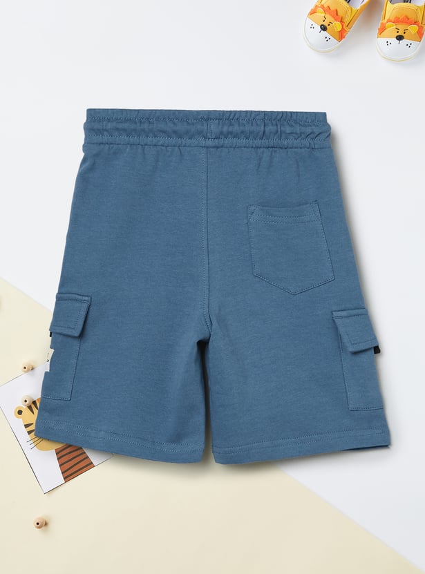 Boys Solid Cargo Shorts - Pack of 2