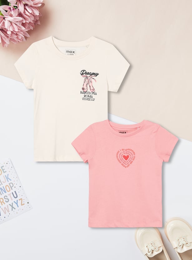 Girls Printed T-shirts - Pack of 2