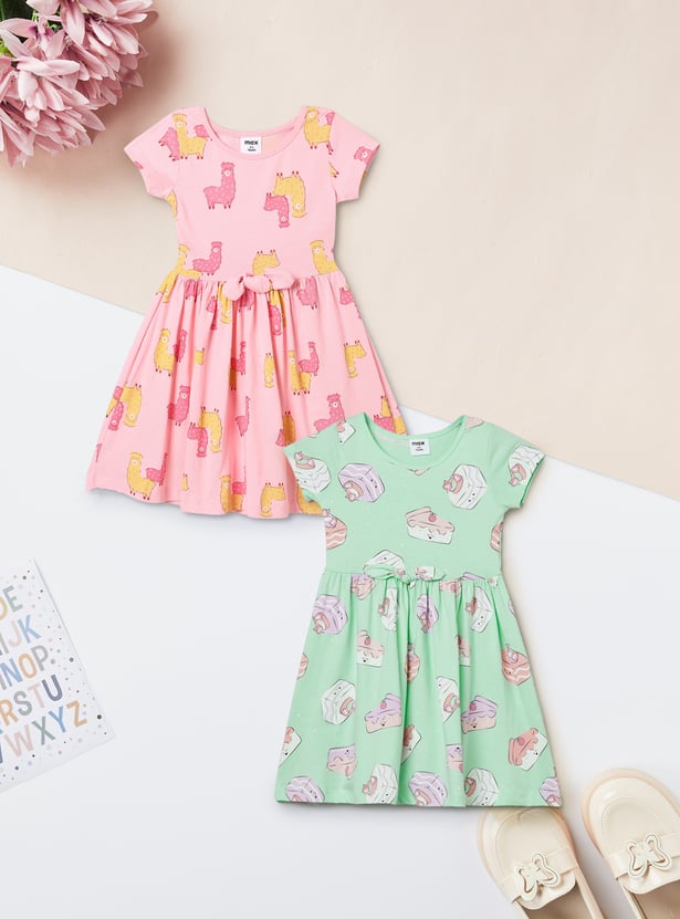 Girls Printed Dress - Pack of 2