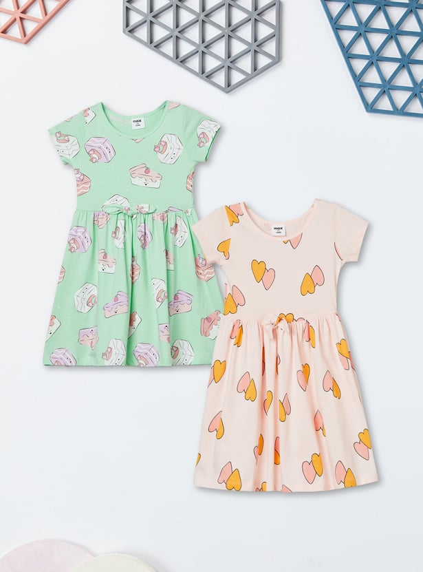 Girls Printed Dress - Pack of 2