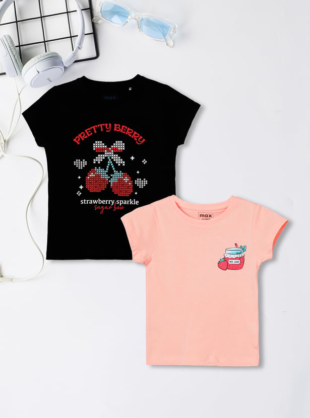 Girls Printed T-shirt - Pack of 2