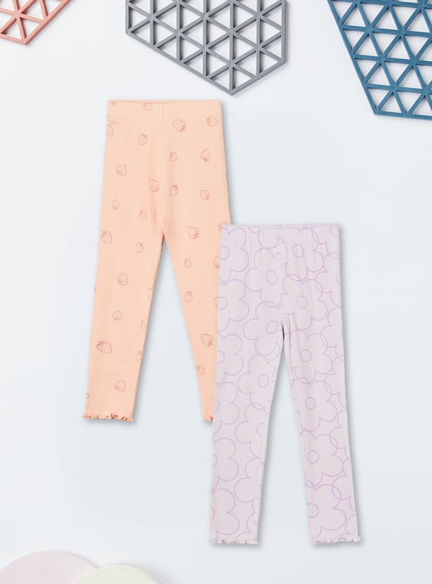 Girls Printed Leggings - Pack of 2