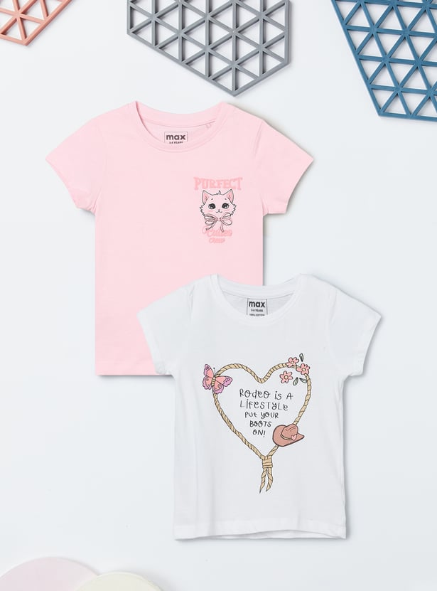 Girls Printed T-shirt - Pack of 2