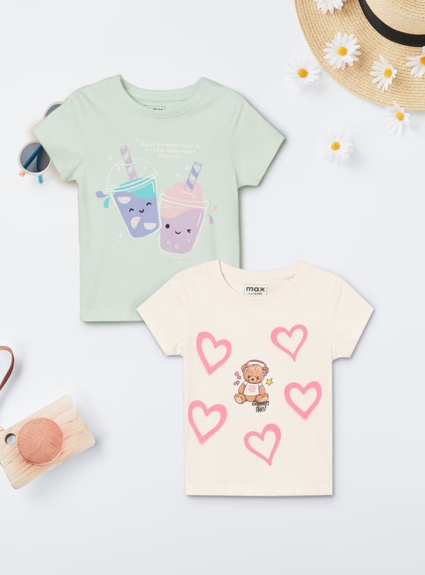 Girls Printed T-shirts - Pack of 2