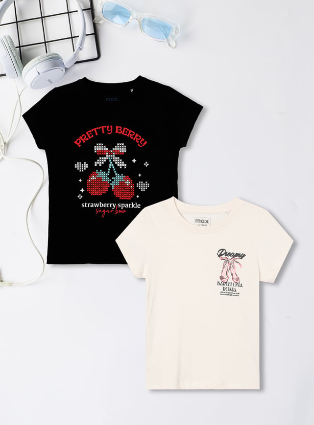 Girls Printed T-shirt - Pack of 2