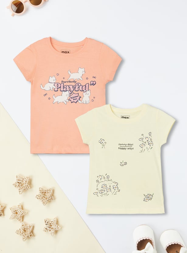 Girls Printed T-shirt - Pack of 2