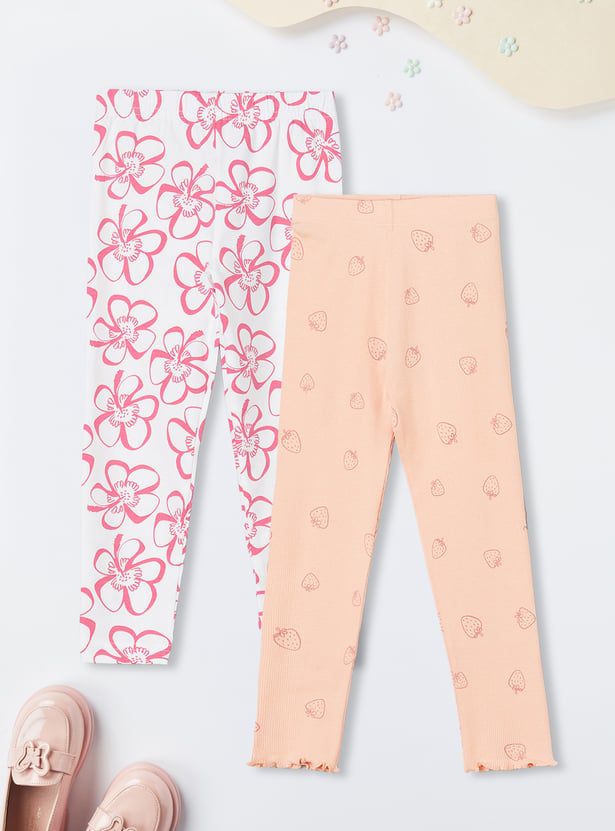 Girls Printed Leggings - Pack of 2