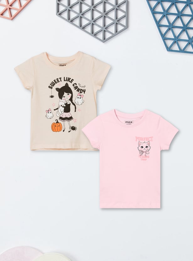 Girls Printed T-shirts - Pack of 2