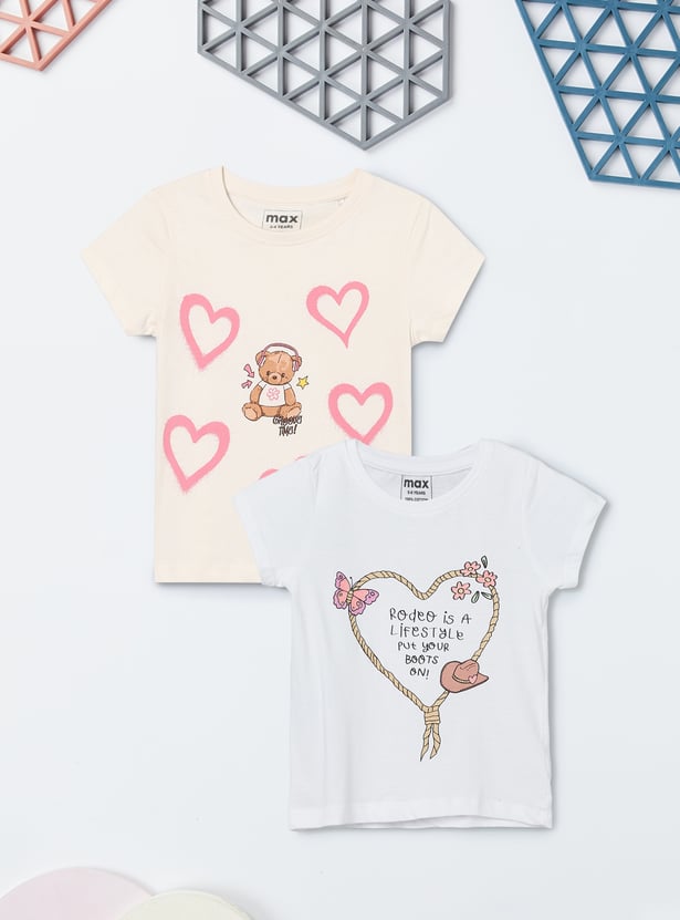 Girls Printed T-shirt - Pack of 2