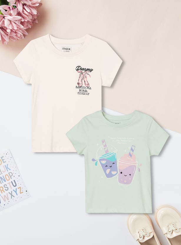 Girls Printed T-shirts - Pack of 2