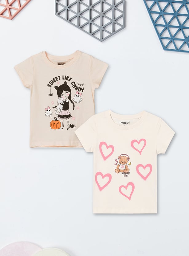Girls Printed T-shirts - Pack of 2