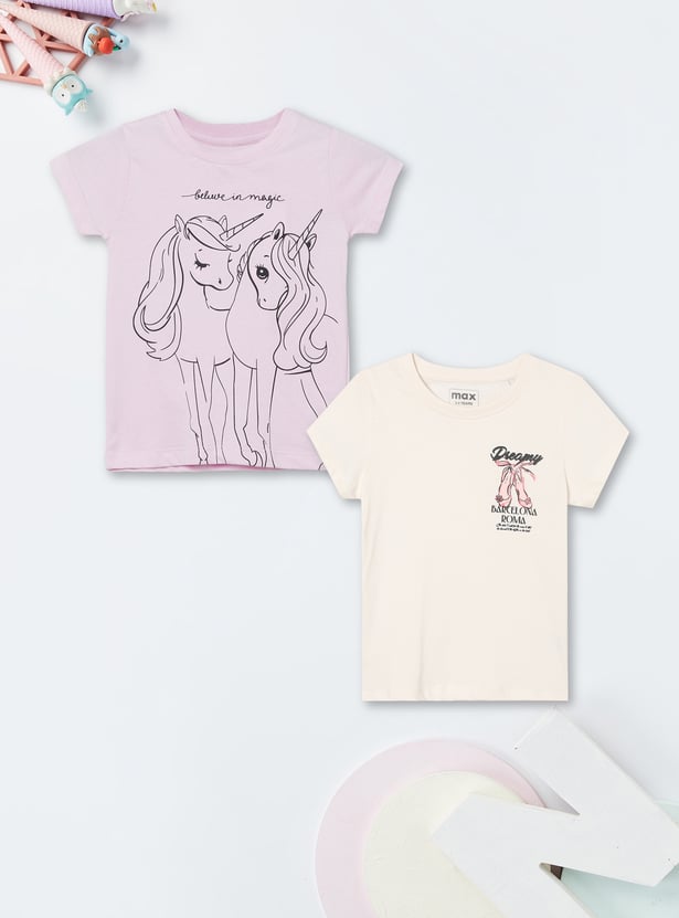 Girls Printed T-shirt - Pack of 2