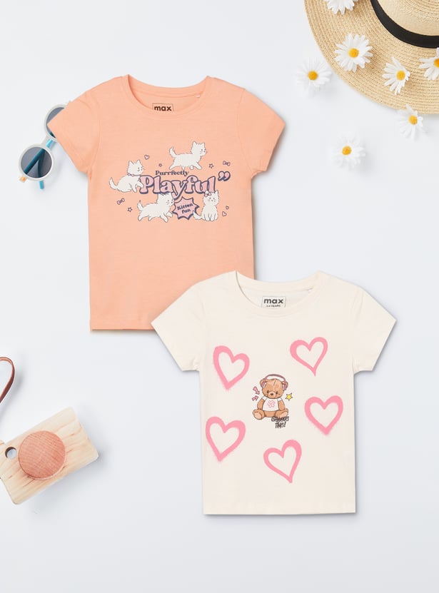 Girls Printed T-shirts - Pack of 2