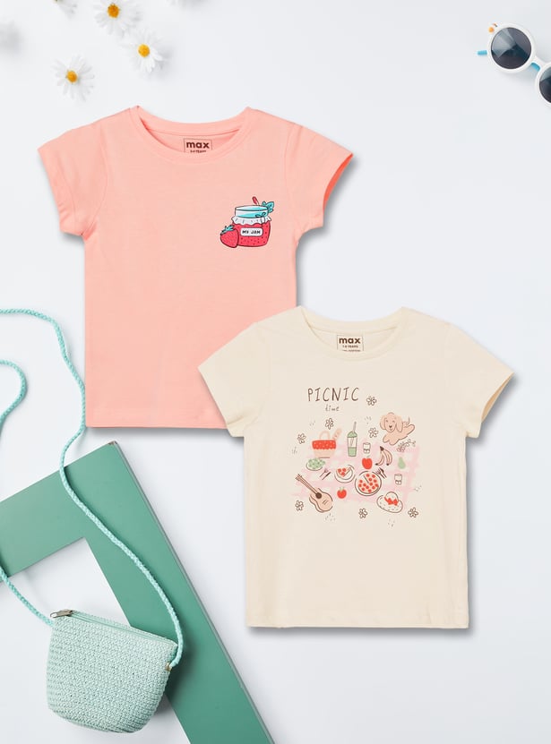 Girls Printed T-shirt - Pack of 2