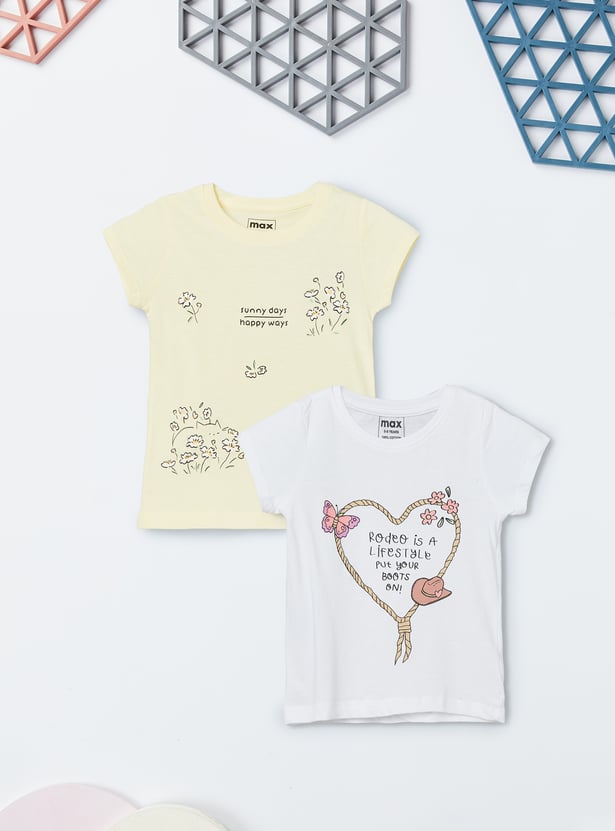 Girls Printed T-shirts - Pack of 2