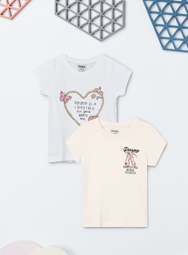 Girls Printed T-shirts - Pack of 2