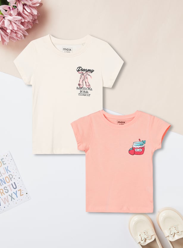 Girls Printed T-shirt - Pack of 2