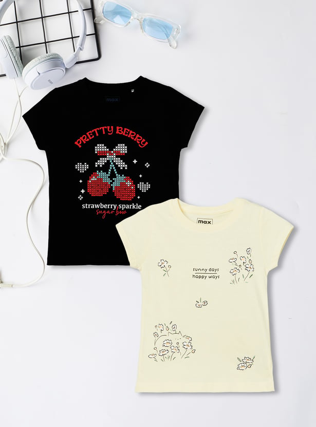 Girls Printed T-shirt - Pack of 2