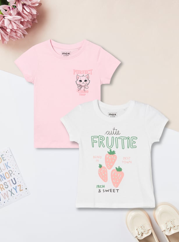 Girls Printed T-shirts - Pack of 2
