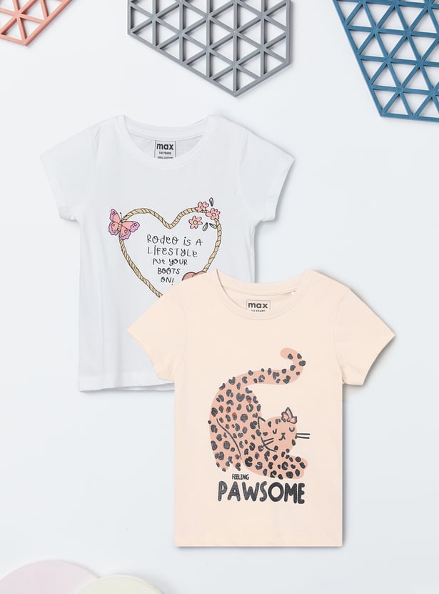 Girls Printed T-shirt - Pack of 2