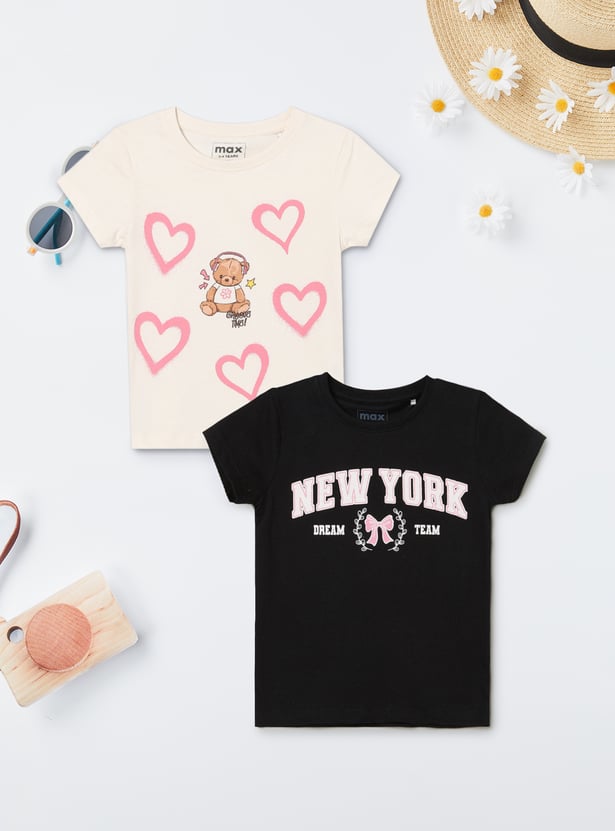 Girls Printed T-shirt - Pack of 2