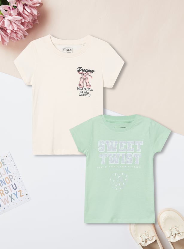 Girls Printed T-shirt - Pack of 2