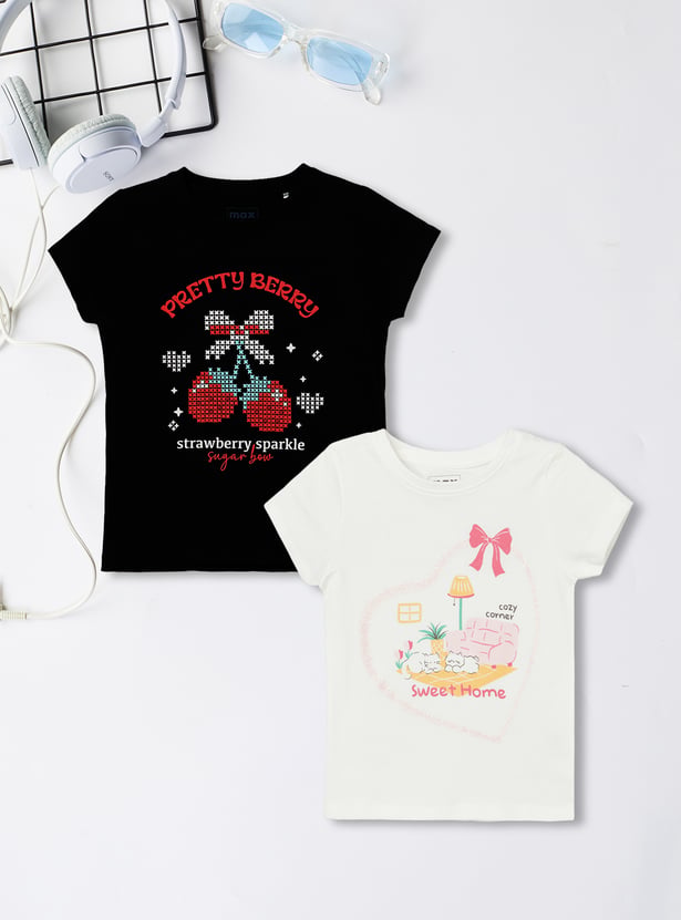 Girls Printed T-shirt - Pack of 2