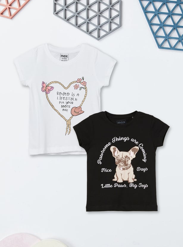 Girls Printed T-shirt - Pack of 2