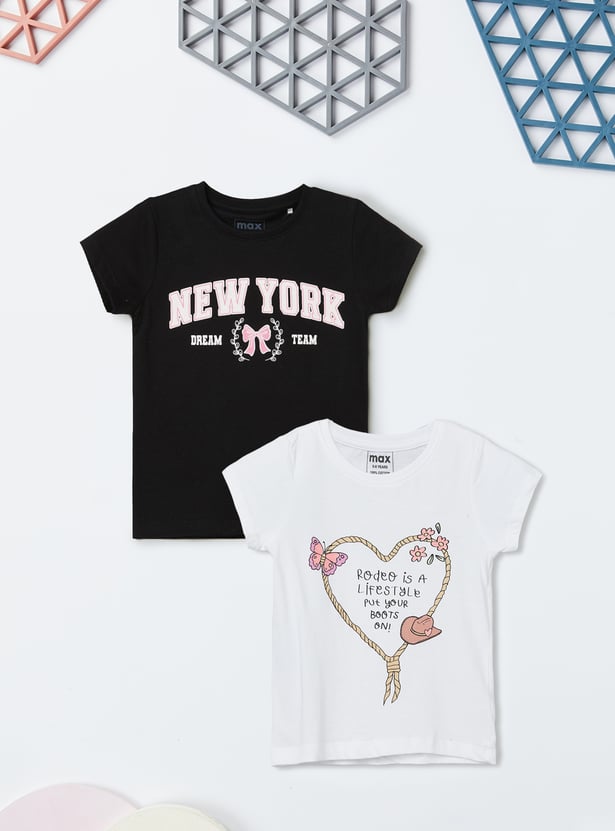 Girls Printed T-shirts - Pack of 2