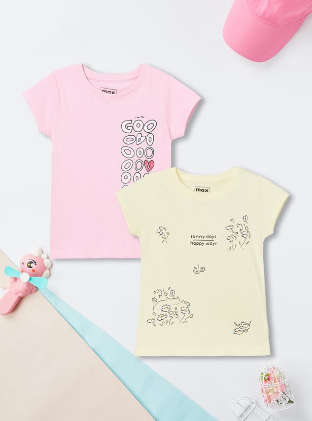 Girls Printed T-shirts - Pack of 2
