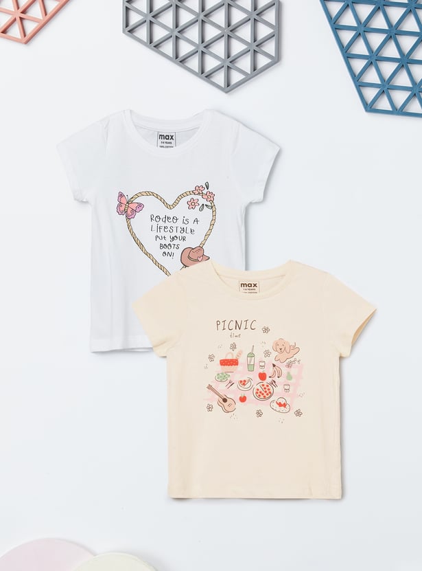 Girls Printed T-shirts - Pack of 2