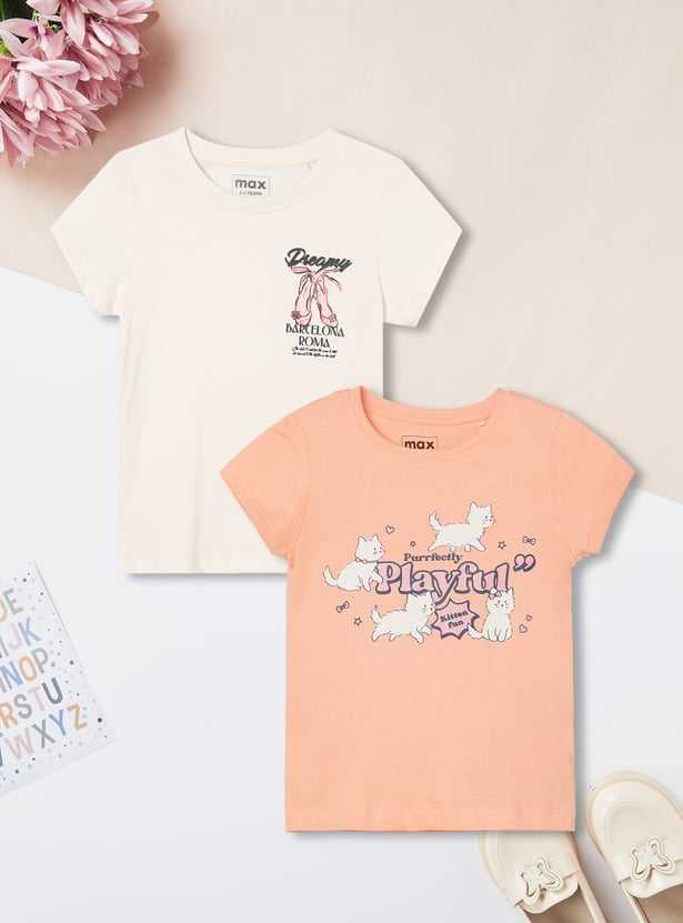Girls Printed T-shirt - Pack of 2