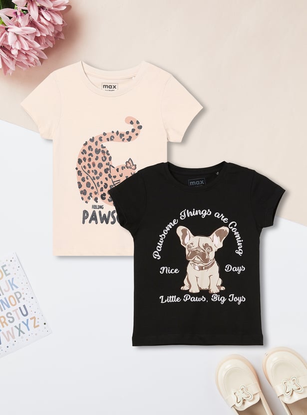 Girls Printed T-shirt - Pack of 2