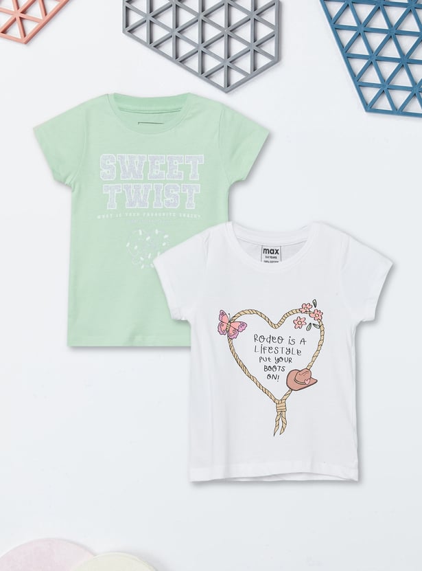 Girls Printed T-shirt - Pack of 2
