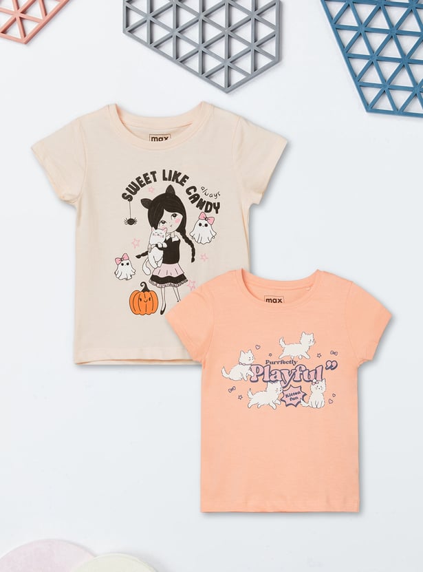 Girls Printed T-shirt - Pack of 2